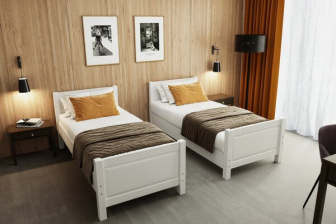 Hotelová posteľ masívu Antoaneta TWIN 2 x 80x200 cm - ŠEDÁ + rošt ZADARMO