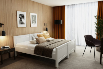 Hotelová postel z masivu Antoaneta TWIN 2 x 90x200 cm - BÍLÁ + rošt ZDARMA