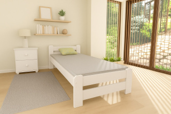 Postel zvýšená z masivu Halina 80x200 cm bílá + rošt ZDARMA
