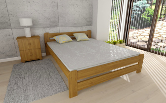 Postel Union 120 x 200 cm olše masiv borovice + rošt