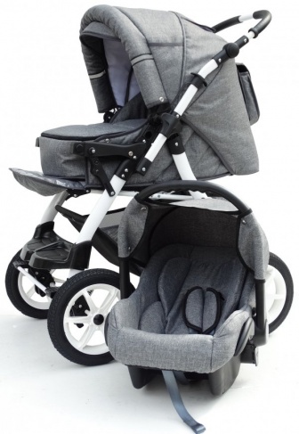 Kočárek Vajper len šedý