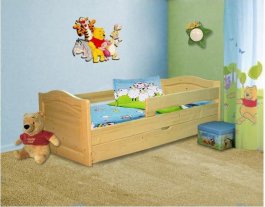 Postel  Viki 200/90 cm + matrace + šuplík - masiv 3,5 cm