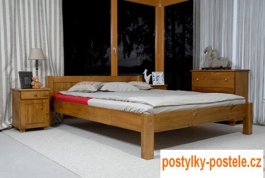 Postel Viktorka 140x200 cm dub - masiv borovice + matrace Medical