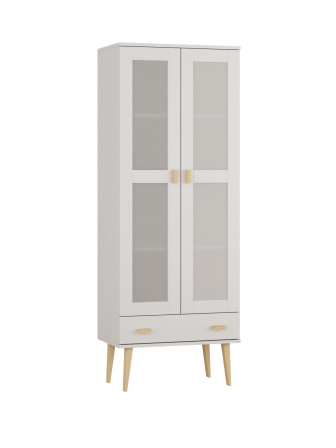 Skříň z masivu borovice Nord 1S bílá 79/204/42 cm