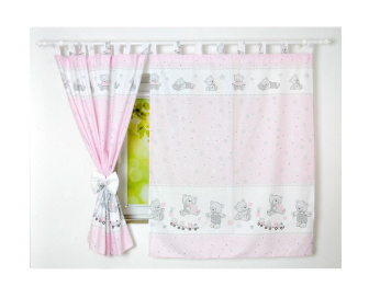 Dětské závěsy - 120x160 cm méďa s vláčkem - růžová