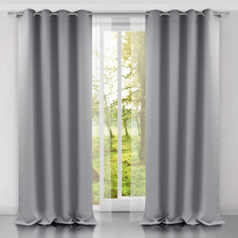 Závěs 140/250 cm zatemňující s oky - světle šedá