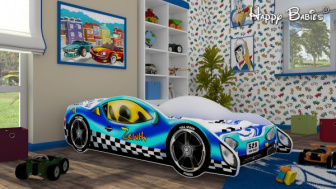 Postel zenit AUTO - modré 160/80 cm + matrace ZDARMA