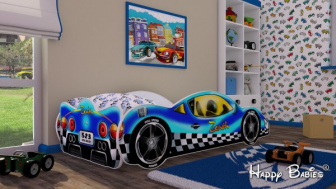 Postel zenit AUTO - modré 160/80 cm + matrace ZDARMA