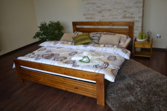 Postel z masivu borovice Amor 90x200 cm - DUB + rošt ZDARMA